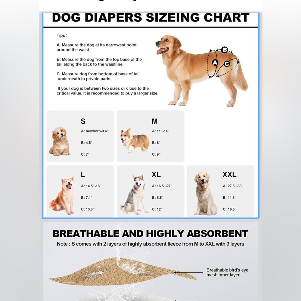 Dog diapers size small